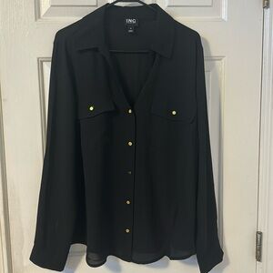 INC black blouse with gold buttons, NWT